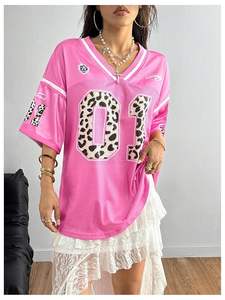 เสื้อเจอร์ซีย์ฟุตบอลคอวีขนาดใหญ่พิเศษใส่สบายมีสไตล์ยูนิเซ็กส์ใส่ Y2k - Product Image 3