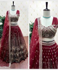 Designer indien Satin Soft Net Broderie Séquence Travail Lehenga Choli avec Dupatta Wedding Wear Prix de gros Vêtement ethnique ApparelGarment Shalwar Kameez - Product Image 4