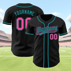 Maillot de baseball personnalisé noir, rose et turquoise, maillot de baseball personnalisé pour enfants, maillot de baseball pour garçon et fille, anniversaire - Product Image 2