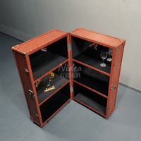 Meuble de rangement à vin en cuir vintage de style aviateur, meuble en bois antique de luxe pour bar à domicile, style américain haut de gamme, salon, hôtels