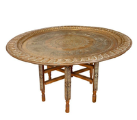 Table basse Table basse marocaine incrustation de bois plateau rond Table marocaine pour la maison salon meubles en bois