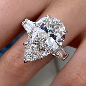 VS1 taille poire énorme Lab Grown Diamond bague de fiançailles 18K or massif romantique or Cocktail bague cadeau pour votre amoureux - Product Image 1