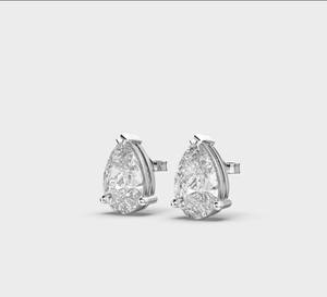 Boucles d'oreilles solitaires en argent sterling 925 massif avec diamant de laboratoire taille poire serti clos, 2,06 ct, pour fiançailles, mariage, anniversaire - Product Image 2