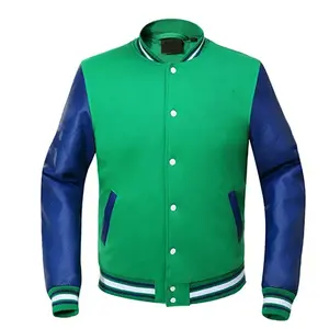 Chaqueta universitaria de cuero Vintage para hombre, abrigo con letras de béisbol con bordado de chenilla de lana y logotipo personalizado - Product Image 1