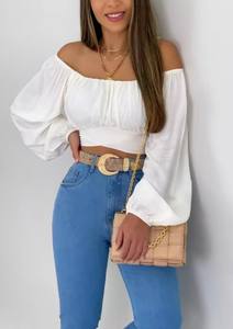 Camiseta de Manga Corta con Hombros Descubiertos Aop OEM para Mujer, Camiseta de Verano para Mujer, Fabricada en Bangladés - Product Image 3