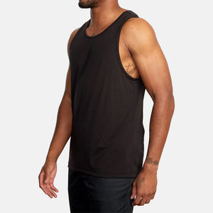 Ropa de verano de lana merino personalizada para hombre, camisetas Halter sólidas, camiseta sin mangas corta acanalada a la moda - Product Image 6