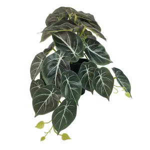 New Popular Hot Sale Faux Fiber 29CM 22Clusters Artificial Dark Green Taro Leaves Without Potted For Indoor Outdoor Decoration