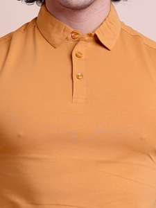 Hot Selling Men's <b>Orange</b> Knitted 100% Cotton for Neck Short Sleeve T-<b>Shirt</b> Breathable Stretchable for Ultimate Comfort - Product Image 3