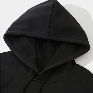 Pull à capuche vierge OEM survêtement unisexe polaire Logo personnalisé sweats à capuche noirs en vrac poids lourd uni unisexe vente en gros - Product Image 2