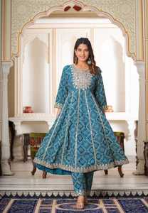 Traditional Indian Designer Ethnic <b>Wardrobe</b> Kurtis Pant With Dupatta Set Latest Collection <b>Mirror</b> Work for Womens and Girls - Product Image 4