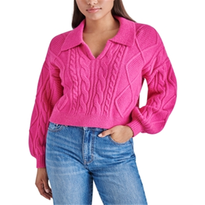 เสื้อสเวตเตอร์ถักไหมพรมสำหรับผู้หญิง Steve Madden ไซส์ XS ฟรีไซส์ ระบายอากาศได้ดี สวมใส่สบาย พร้อมลายพิมพ์แจ็คการ์ด เหมาะสำหรับฤดูใบไม้ร่วงและฤดูหนาว - Product Image 1