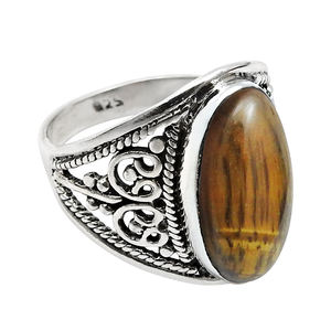 พลอยตาเสือธรรมชาติแหวนโบโฮ925แบบคลาสสิกเครื่องประดับทำด้วยมือสำหรับงานวันเกิดปาร์ตี้ - Product Image 1