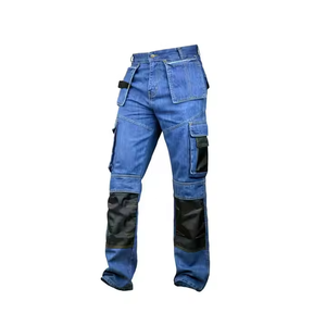 Men's Blue Polyester Breathable Work Pants with Multi Pockets and Abrasion Resistant <b>Knee</b> <b>Patches</b> for Industrial Use 2026 - Product Image 1
