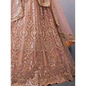 Robes de soirée Lehenga Choli en tulle à paillettes rose poussiéreux glamour pour les réceptions - Product Image 2