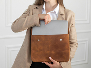 Full Grain Genuine Leather <b>Laptop</b> <b>Sleeve</b> Handmade Office Executive Portfolio Business Organizer Durable Modern Portable - Product Image 5