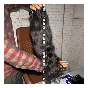 Vague naturelle indienne vierge en vrac extensions de cheveux humains doux soyeux Remy simple dessiné temple brut non traité cheveux humains indiens crus - Product Image 2