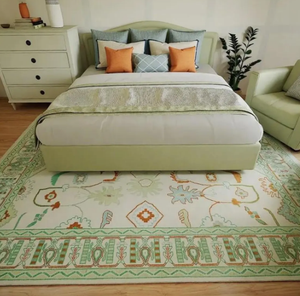 Handmade Luxury Oushak green Floral Area Rug Modern Knots Design for Living room hotel office commercial home - Product Image 1