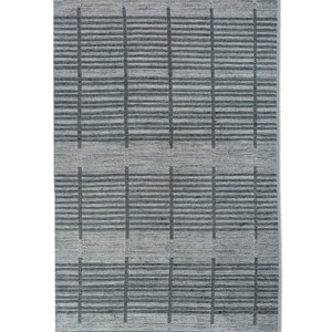 Alfombra de Lana Clásica a Rayas Azules Contour, Alfombra Rectangular Grande de 9x12 para Pasillo, Tejida a Mano HWL-181 para Sala de Estar - Product Image 1