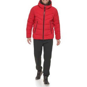 Chaqueta acolchada de invierno para hombre con estampado personalizado al por mayor, abrigo de burbujas de manga larga con capucha y cremallera de gran tamaño con relleno grueso - Product Image 3