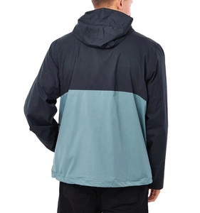 Custom Logo Breathable Zipper Closure Windbreaker <b>Jacket</b> Windproof Canvas Stand Collar Hooded Color Block - Product Image 2