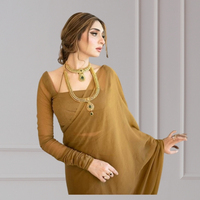 Grace Every Fold Custom Dew Saree Sutra Berkilau Formal Trendi India Pakistan Wanita Anti Kusut Cepat Kering Ramah Pesta