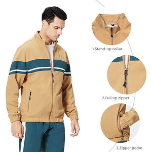 Conjuntos de chándales para hombre, conjuntos de Jogger de manga larga, conjuntos de chándal informales de 2 piezas con ajuste relajado y cremallera, conjuntos de traje atlético para correr y trotar - Product Image 3