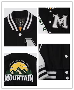 Chaqueta universitaria de béisbol con manga de cuero, chaqueta de bombardero de béisbol Letterman Varsity, chaqueta de béisbol universitaria de PU para hombre - Product Image 6