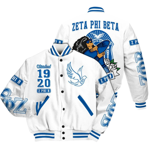 Zeta Phi Beta 1920 fondateurs ZPB bleu blanc Varsity Letterman veste sororité vie grecque Chenille Patch vêtements - Product Image 3