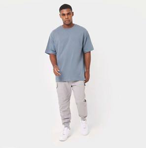 T-shirt à coupe boxy oversize tendance pour homme Épaule délavée lourde avec haut à col en O Style Streetwear - Product Image 1