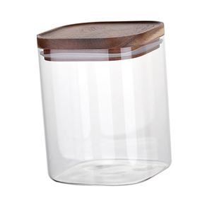 Pot en verre transparent pour la cuisine avec des shakers à épices et à poivre en bois, articles pour la maison et la cuisine, pot en verre pour le miel, pot à nourriture, vente chaude - Product Image 5
