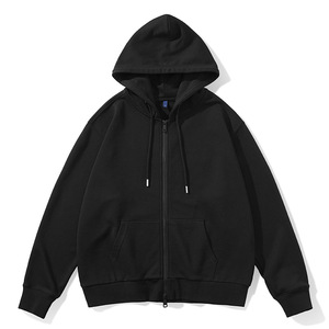 Full OEMOEM Hooded <b>Cardigan</b> Sweater <b>Men'S</b> 320g Heavyweight Casual Coat Solid Color <b>Zipper</b> Hoodies For <b>Men</b> Custom Logo - Product Image 1