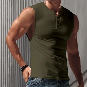 2025 été fitness bouton col en v maillot de corps hommes sans manches débardeurs course ample T-shirt gym hommes sport gilet respirant hauts - Product Image 2