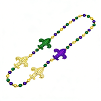 Colliers à perles Fleur-de-Lis du Mardi Gras |   Bijoux en perles en plastique pour fête du festival de la Nouvelle-Orléans