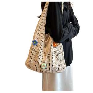Bolso de Hombro Mediano de Verano para Mujer, Tejido Calado Floral Multicolor, de Poliéster, Bolso Tote Informal de Gran Capacidad - Product Image 3