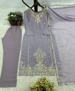 FANCY GEORGETTE BORDADO SECUENCIA TRABAJO TOP BOTTOM CON DUPATTA FESTIVE WEAR PRECIO AL POR MAYOR ROPA ÉTNICA - Product Image 4