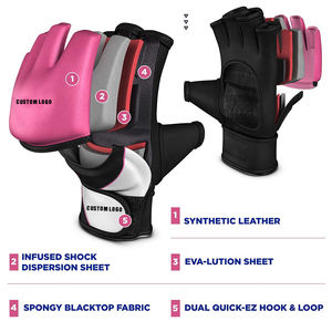 Gants de boxe MMA professionnels personnalisés avec lacets en cuir PU de haute qualité pour l'entraînement des adultes - Nouveau design et logo - Product Image 2