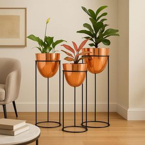 Support à plantes contemporain, jardinière en métal de luxe, support à plantes scandinave, support à plantes moderne du milieu du siècle - Product Image 4