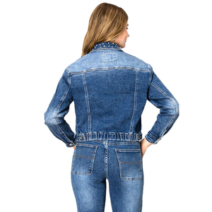 Nouveautés, vente chaude, vestes en jean pour femmes ODM, style décontracté sexy, denim déchiré avec diamants, style vintage d'automne, boutons - Product Image 5