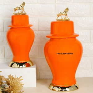 Vase en métal blanc classique de luxe attrayant, pot à gingembre, décoration d'intérieur pour la maison et les hôtels, ornement élégant, rangement - Product Image 6