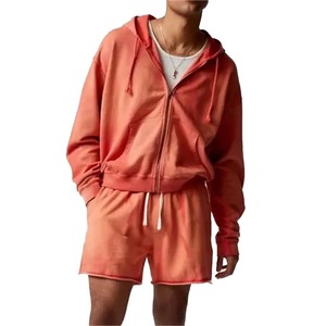 Shorts pour hommes, design OEM, style vintage, délavé à l'acide, effet usé, délavé au soleil, style urbain, taille élastique - Product Image 1