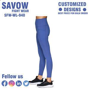 Leggings de mujer con estilo de cintura alta a prueba de sentadillas transpirable de secado rápido de tela de cuatro vías pantalones de entrenamiento elásticos con lado ventilado - Product Image 5