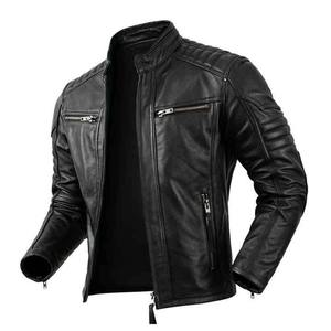 Nouvelle arrivée 2025, veste de motard unisexe en cuir de vache, hiver, toile imperméable, anti-UV, capuche, doublure en coton, personnalisable à l'avant - Product Image 5