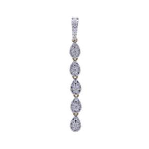Elegante colgante de oro amarillo de 14 quilates con baño de rodio, diamantes naturales de 0.55 quilates en total, diseño clásico de cinco gotas en un impresionante diseño de gota. - Product Image 1
