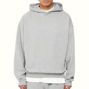 เสื้อกันหนาวมีฮู้ดโอเวอร์ไซส์ทรงครอปมีฮู้ดโอเวอร์ไซส์สำหรับผู้ชายผ้าฝ้ายกำหนดโลโก้ได้เอง - Product Image 3