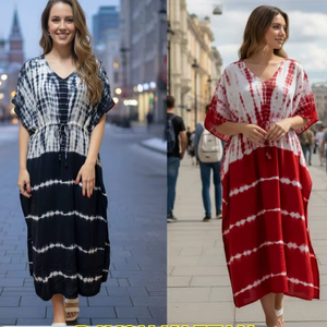 Nouveau Kaftan Bohème en Modal Uni Brodé pour Femme – Tissu Doux, Longueur Genou, Taille Naturelle, Lavable et Respirant - Product Image 1