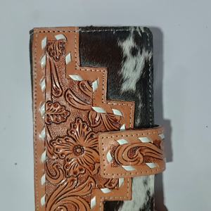 Porte-monnaie en cuir véritable Western Tooled, best-seller, avec décoration florale, porte-cartes long à trois volets de luxe, doublure en coton, prix - Product Image 4