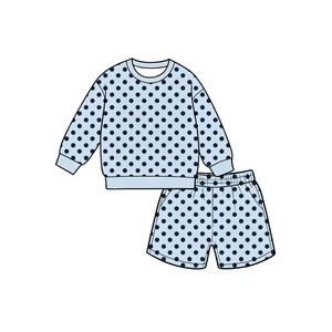 Conjunto de 2 Piezas para Niñas, Estilo Boutique, con Estampado de Lunares, Top de Manga Larga y Pantalones Cortos Deportivos, Ropa Casual Infantil - Product Image 4