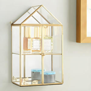 Mini Wall <b>Hanging</b> Metal <b>Framed</b> <b>Glass</b> Cabinet Jewelry, Perfume and Makeup Organizer Wall Decorative Cosmetic Holder - Product Image 2