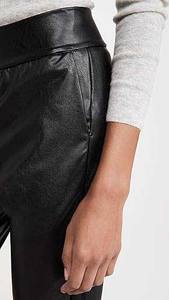 Pantalones de cuero personalizados de alta calidad para damas Nuevo diseño elegante con logotipo Frente plano Precio al por mayor Leggings de cuero originales - Product Image 6