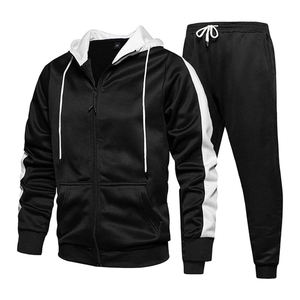 Casual Winter Athletic Set Spandex/Cotton Tracksuit Full-Zip Breathable Hooded Track Jacket <b>Pants</b> Sporty Fit Zip Pockets 3D Logo - Product Image 3
